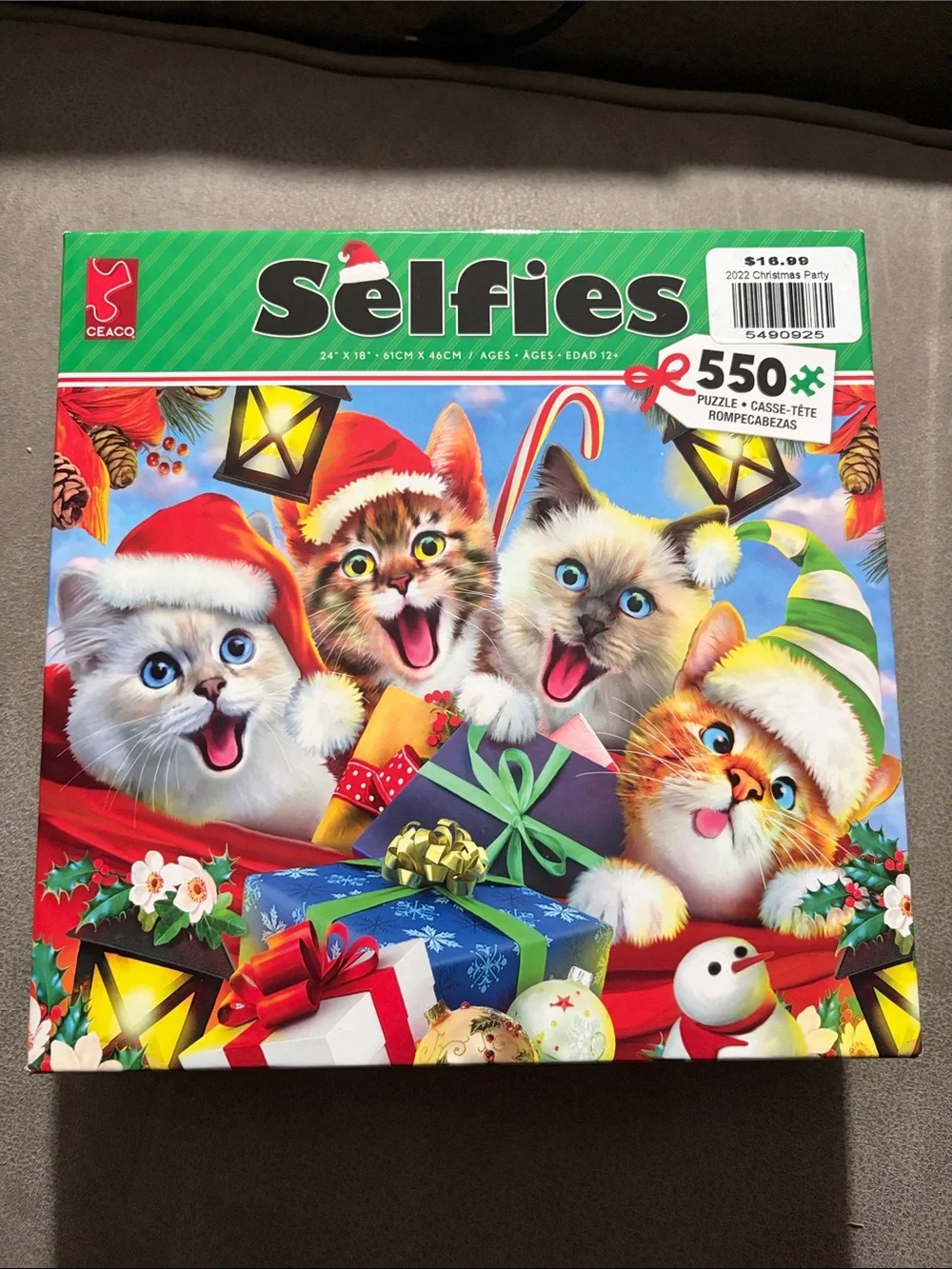 Selfies Cat Puzzle - Festive Multi-Color (550 Pieces) Christmas Party